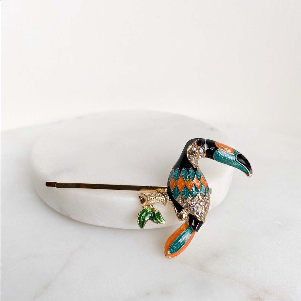 Crystal Toucan Slide Hairpin